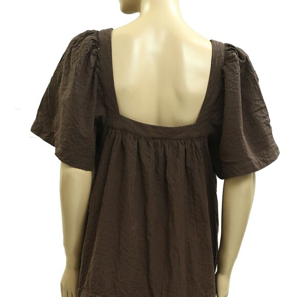 Free People Baldwin Midi Dress Lace Tiered Eyelet Embroidered Brown M New 282883 - Picture 4 of 5